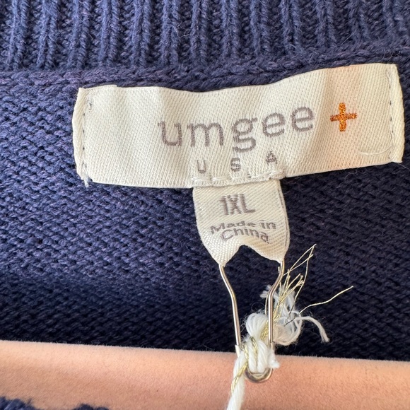 NWT Umgee Navy and Pink Tie-Dye Distressed Sweater - Picture 7 of 8